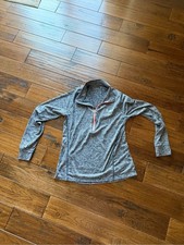Heather purple Quarter Zip Pullover with Pink Zipper Detail