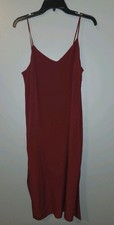 Womens Madewell Slip Dress Size 8 Burgundy Spaghetti Strap Slit Sides