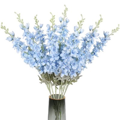 ICBOX 8PCS Blue Delphinium Artificial Flowers Larkspur Fake Flowers 33.5in Lo...