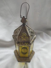 Gold Lantern with Votive Candle Holder 