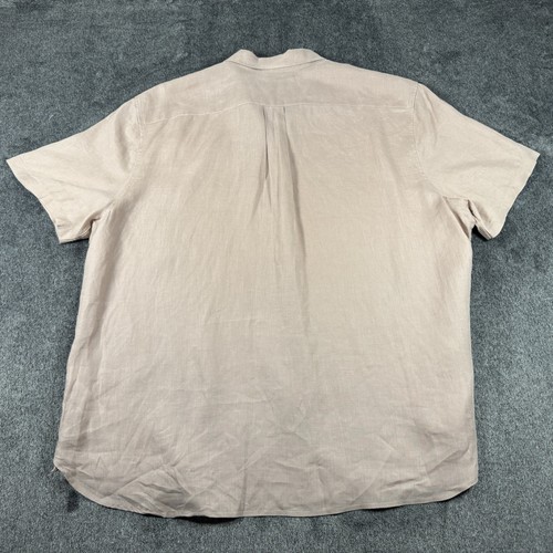 Vince Men's XXL 100% Linen Short Sleeve Button Up Shirt Pink - Picture 9 of 9