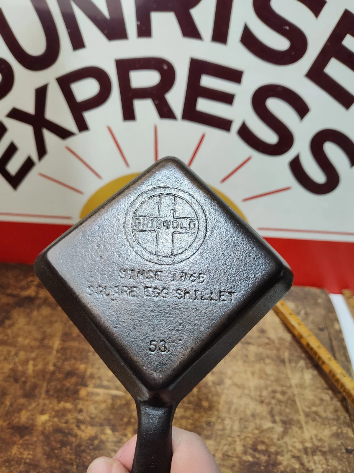 "Fully Restored" Griswold #53 Cast Iron Egg Skillet Pan Square Seasoned Flat