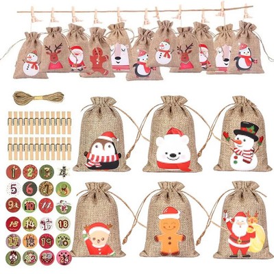 Weihnachten Adventskalender 24 Beutel Geschenk Taschen DIY Frohe Weihnachten