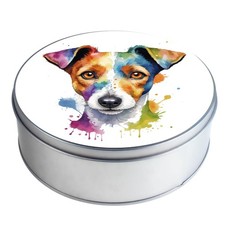 Metalldose /  Vorratsdose / Aufbewahrungsdose rund 15 cm - Hund Foxterrier 97