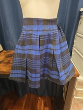 NWOT 11 To 12 YR Girls Blue  Black Plaid Front Pleated Skirt