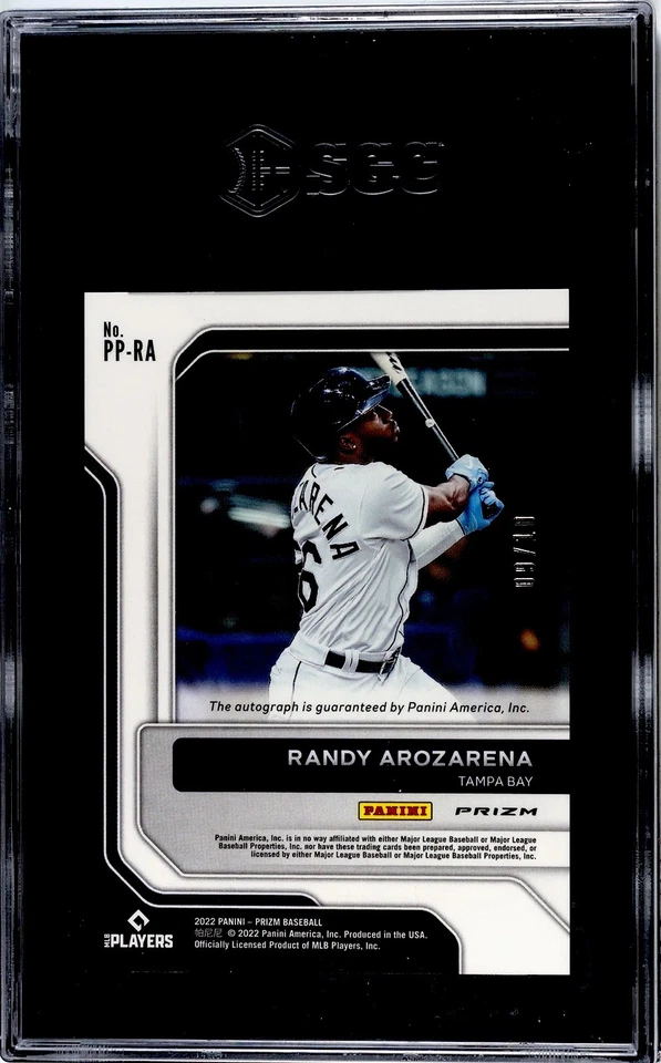 2022 Panini Prizm Randy Arozarena GOLD PRIZM /10 AUTO SGC 10 GEM MINT (9/10) - Image 2 of 2