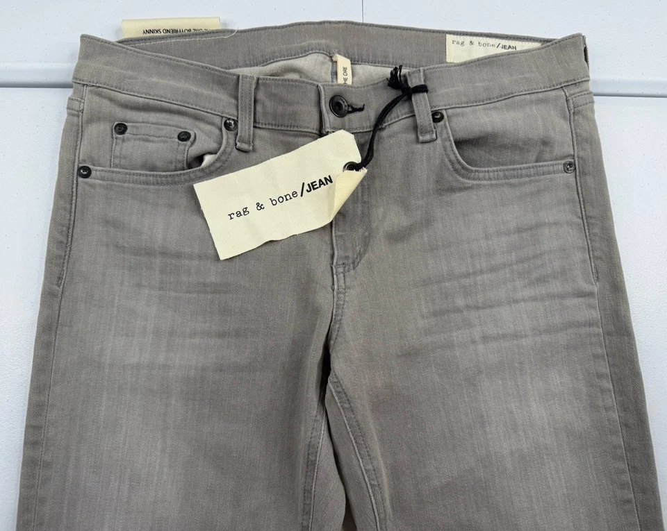 Rag & Bone The Dre Boyfriend Skinny Jean Aged Grey Stretch Denim Womens 32x30 - Image 2 of 4