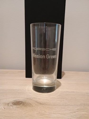 PORSCHE 12 Oz DRINKING GLASS "Mission Green" (ONLY 1) no box, excellent cond.