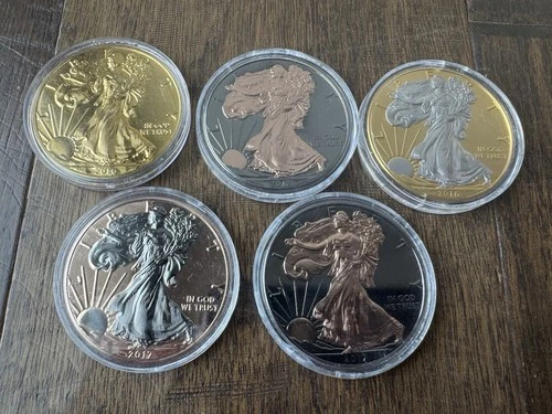 2016-17 $1 1 oz Silver Eagle BU - Gilded Mix (5 Ounces Total)