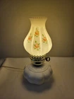 VINTAGE HAND PAINTED ROSES MILK GLASS HURRICANE LAMP 12.5''H 6''W MINT COND.