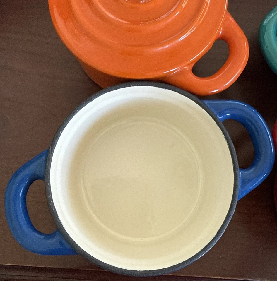 Cook's Essentials Mini Cast Iron Enameled Casserole Pots 10 Oz. Set Of 4 - New - Image 2 of 3