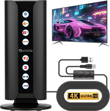 Antenna TV DVB-T2 Da Interno Con Amplificatore, 360° Ricezione Omnidirezionale, 