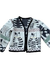 OOAK Upcycled VTG Tapestry Blanket Coat Jacket Cat Kitty Fat Tabby Alley L/XL