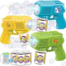 3 Pack Bubble Guns Set with Solution for Kids Toys Gifts Ages 3