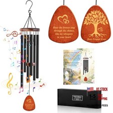 Dog Memorial Gifts Wind Chimes, Pet Loss Sympathy Gift, 25.5'' Dog Cat Black