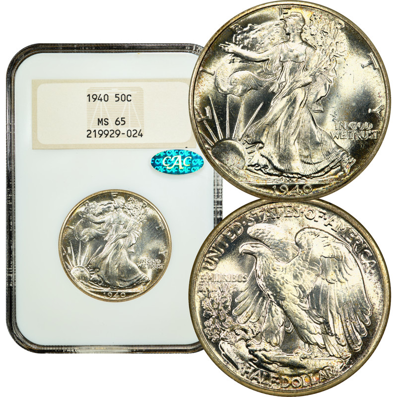 1940 Walking Liberty Half Dollar 50c NGC MS65 CAC