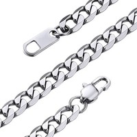 Panzerkette Edelstahl Kubanische Gliederkette 41-76Cm 4-9Mm Herren Damen Schmuck