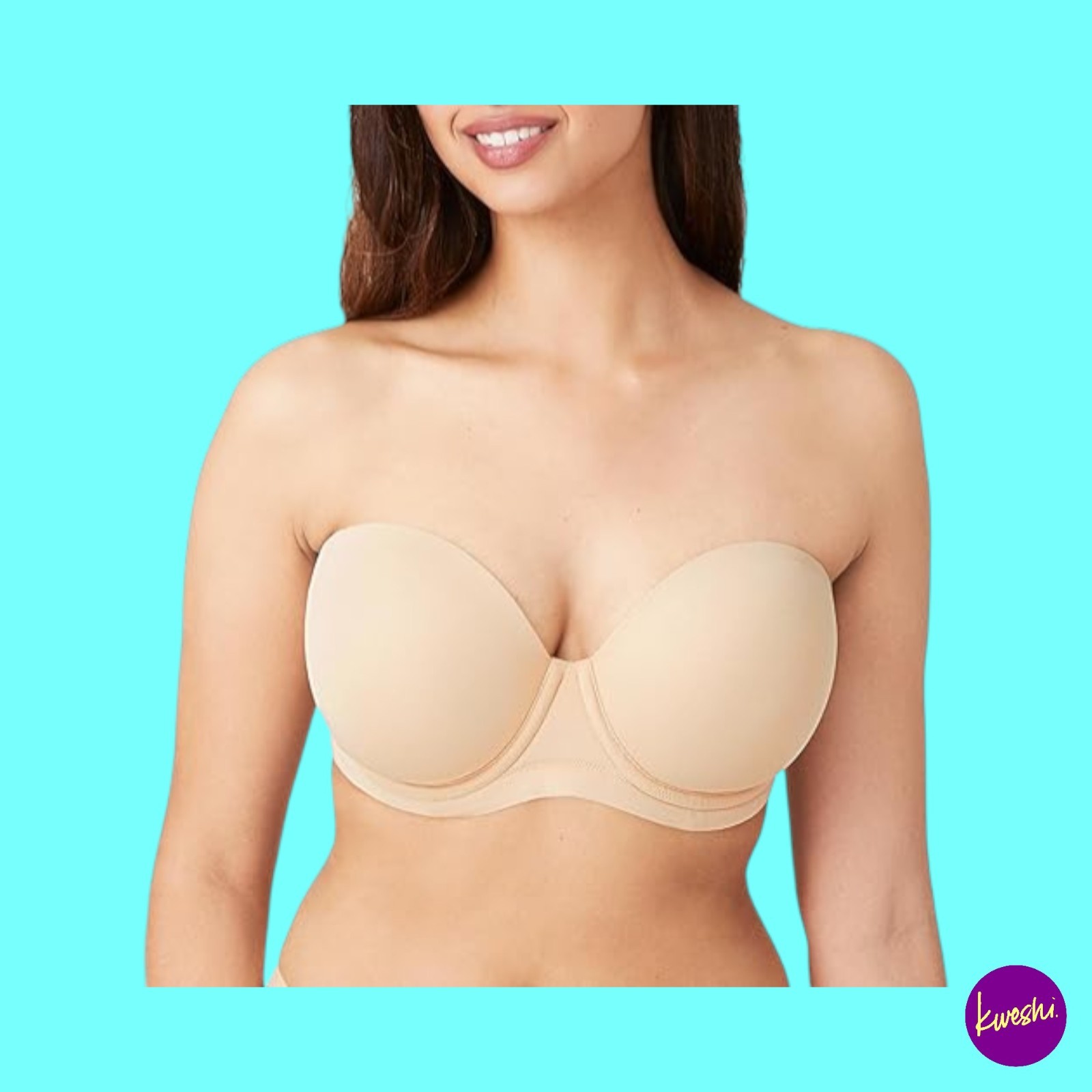 WACOAL Women's Bustier 854119, Lightly Padded, Sand, UK 36D | EU 80D | US 36D