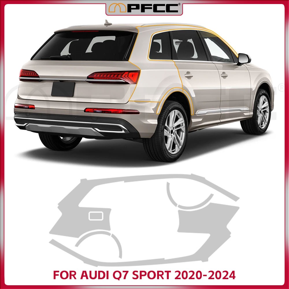 For Audi Q7 Sport 2020-2024 Rear Side Precut Paint Protection Film Clear TPU PPF