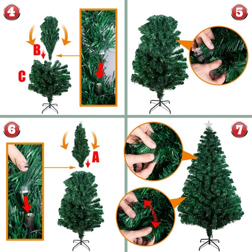 Pre Lit Fiber Optic Christmas Tree Artificial Xmas Tree Holiday Decor 4/5/6/7FT - Picture 13 of 17