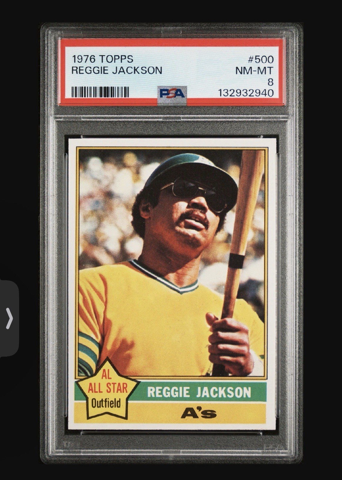 1976 TOPPS #500 REGGIE JACKSON ATHLETICS HOF PSA 8 New Grade!