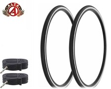 2 ALTA BICYCLE 700 x 28c LIGHTWEIGHT WHITEWALL TOURING TIRES w/60MM PRESTA TUBES