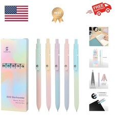 Gel Pens, 5 Pcs 0.7mm Quick Dry Black Ink Pens Fine Point Smooth Writing Pens...