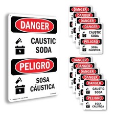 Caustic Soda OSHA Danger Sign Metal, Plastic, Or Decal - 5 or 10 Pack