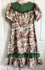 Vintage Green Hawaiian Dress 1960s Hawaii long Cotton 1970's Ruffles
