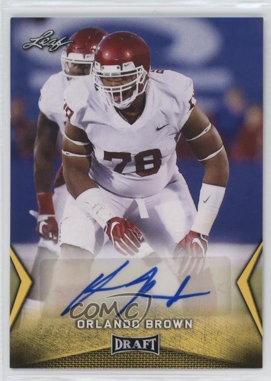 2018 Leaf Draft Gold Orlando Brown #BA-OB1 Rookie Auto RC 1u6