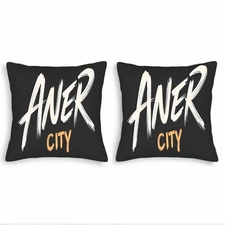 Set of 2 Black Square Throw Pillow Covers 18x18in  for Couch Bed Car