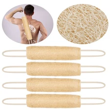 4PCS Natural Loofah Back Scrubber Bath Towel Exfoliation Shower Sponge w/ Handle