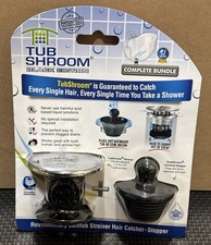 TubShroom Chrome Strainer Hair Catcher Drain Protector with StopShroom for Tub