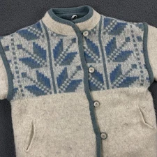 Alafoss Icewool Sweater size M Nordic Fair Isle Icelandic Wool Cardigan Heavy
