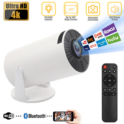 UHD 4K Mini Projector 10000 Lumen LED 1080P WiFi Bluetooth Portable Home Theater