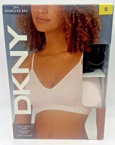 DKNY Women's 2-Pack Seamless Bra, Light Pink/BLACK, Size Small (S) Adjustable - 第 2/3 張圖片