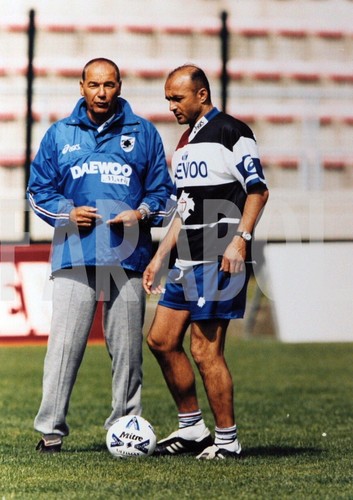 Photo Vintage Sampdoria 1998/99 - Spalletti, Ferron, Pecchia - Tirage Presse 15x22cm