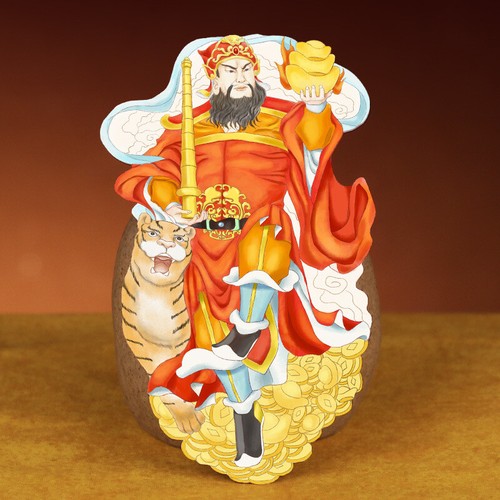 God of Wealth Zhao Gongming Naklejka na telefon komórkowy Fortune Talisman Metalowa naklejka - Zdjęcie 19 z 19