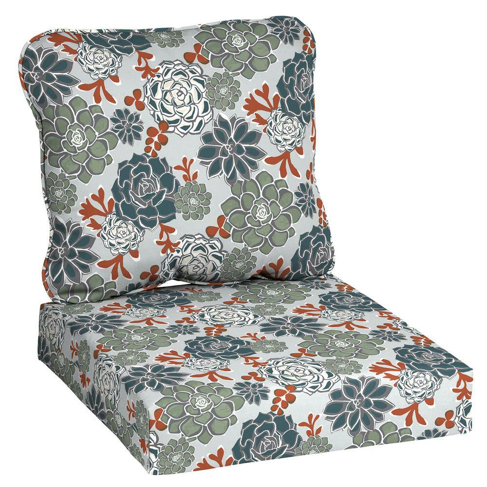 Hampton Bay Lounge Chair Cushion Seat Outdoor 24x22 Gray Succulents Deep Seating For Sale Online
