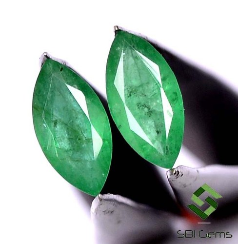 10x5 mm Certified Natural Emerald Marquise Cut Pair 2.09 CTS Loose Gemstones - Picture 4 of 6