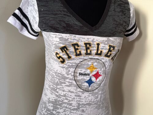 PITTSBURGH STEELERS Womens super thin stretchy v-neck shirt Small see-thru NFL - Picture 3 of 9