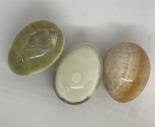 Vintage Marmor Alabaster Achat Geode Stein poliert Ei 3 Stück - Bild 9 von 12