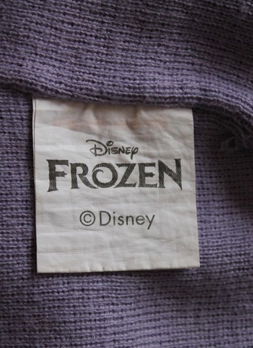 Disney Frozen Elsa Heart Logo Girls Purple Striped Knit Beanie Hat One Size - Picture 3 of 8