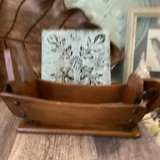 Mid Century Modern wood wine holder pourer with handle groovy Caddy Holder Gift