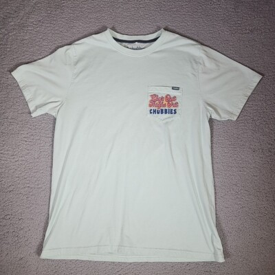 Chubbies Shirt Mens L Blue Green Sky's Out Thighs Out Short Sleeve Pocket 