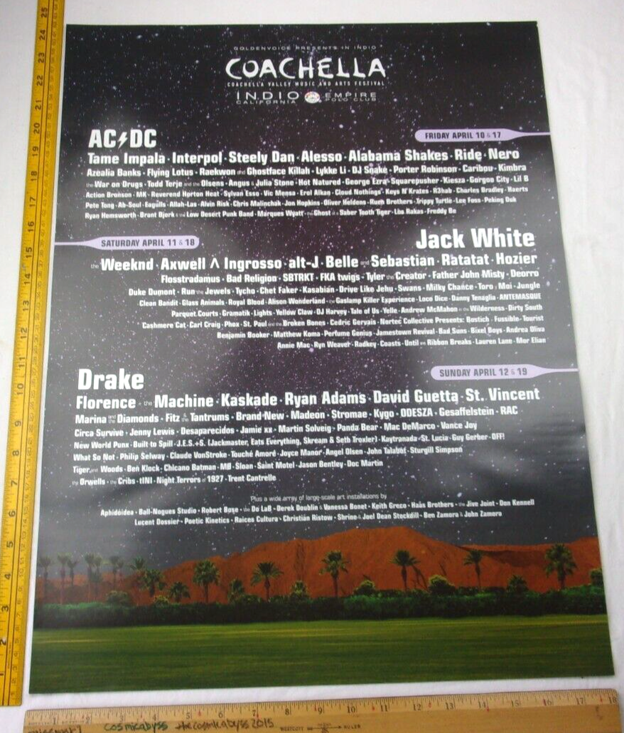 DRAKE ACDC Jack White Coachella music festival lineup poster 2015