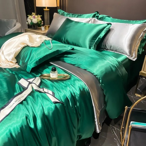 4pcs True 100% Mulberry Silk Bedding Set Duvet Cover/flat Bed Sheet Pillowcase - Picture 16 of 44