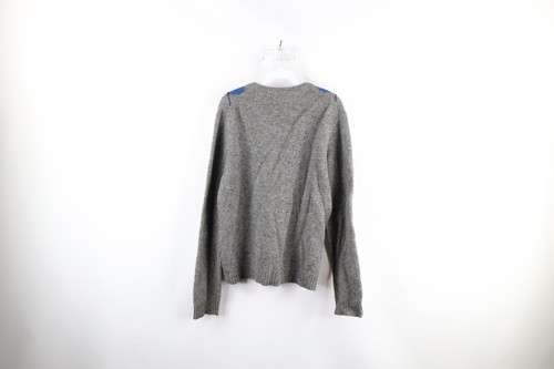 Vintage Abercrombie & Fitch Mens Small Argyle Diamond Wool Knit V-Neck Sweater - Picture 6 of 8