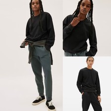 Everlane Uniform Black French Terry Crew LS Sweatshirt Unisex Md 100 Cotton