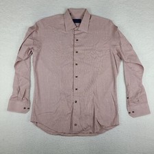 David Donahue Shirt Mens Large Dark Red Geometric Dress Button Up